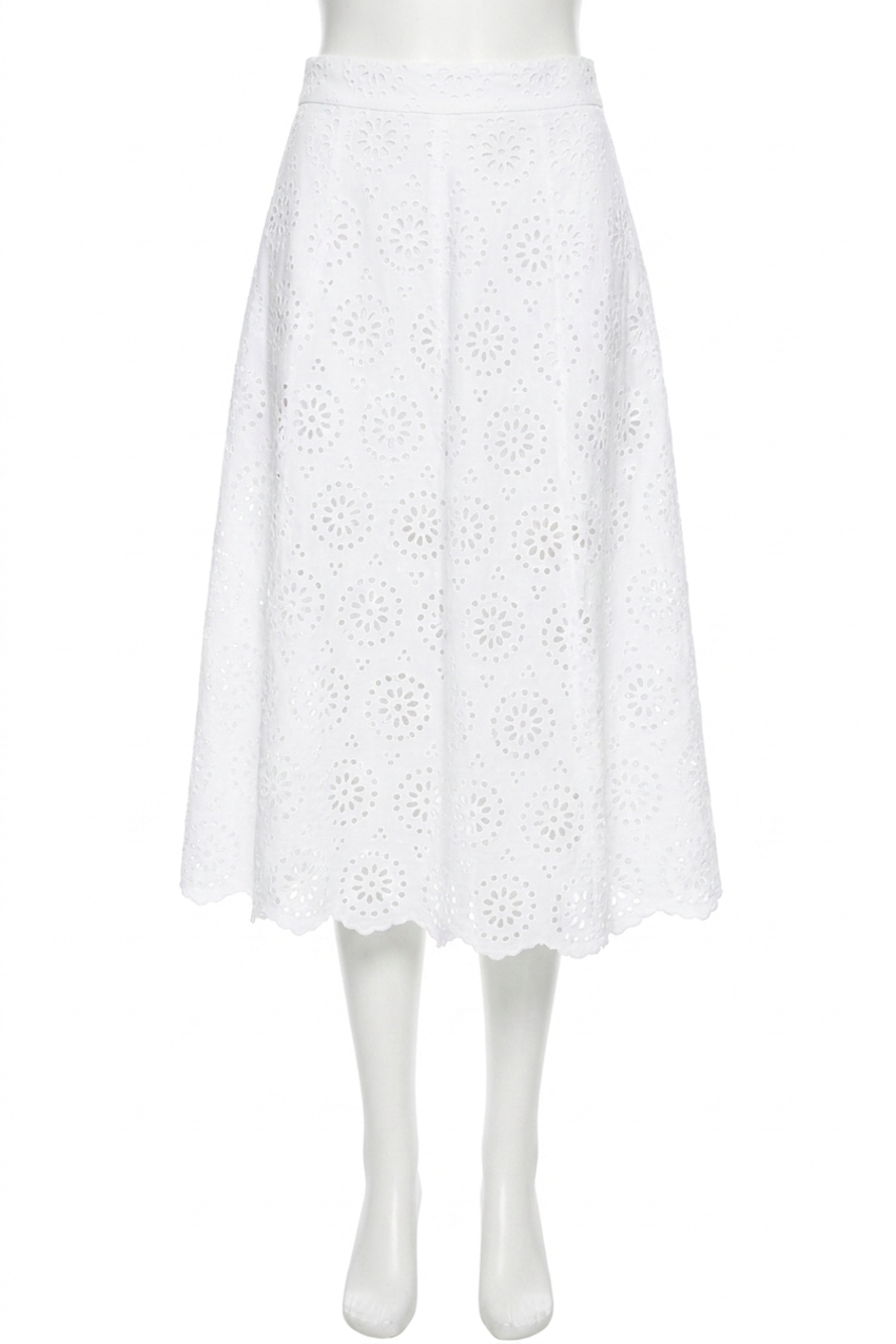 NEW FRAME the solstice eyelet skirt in white